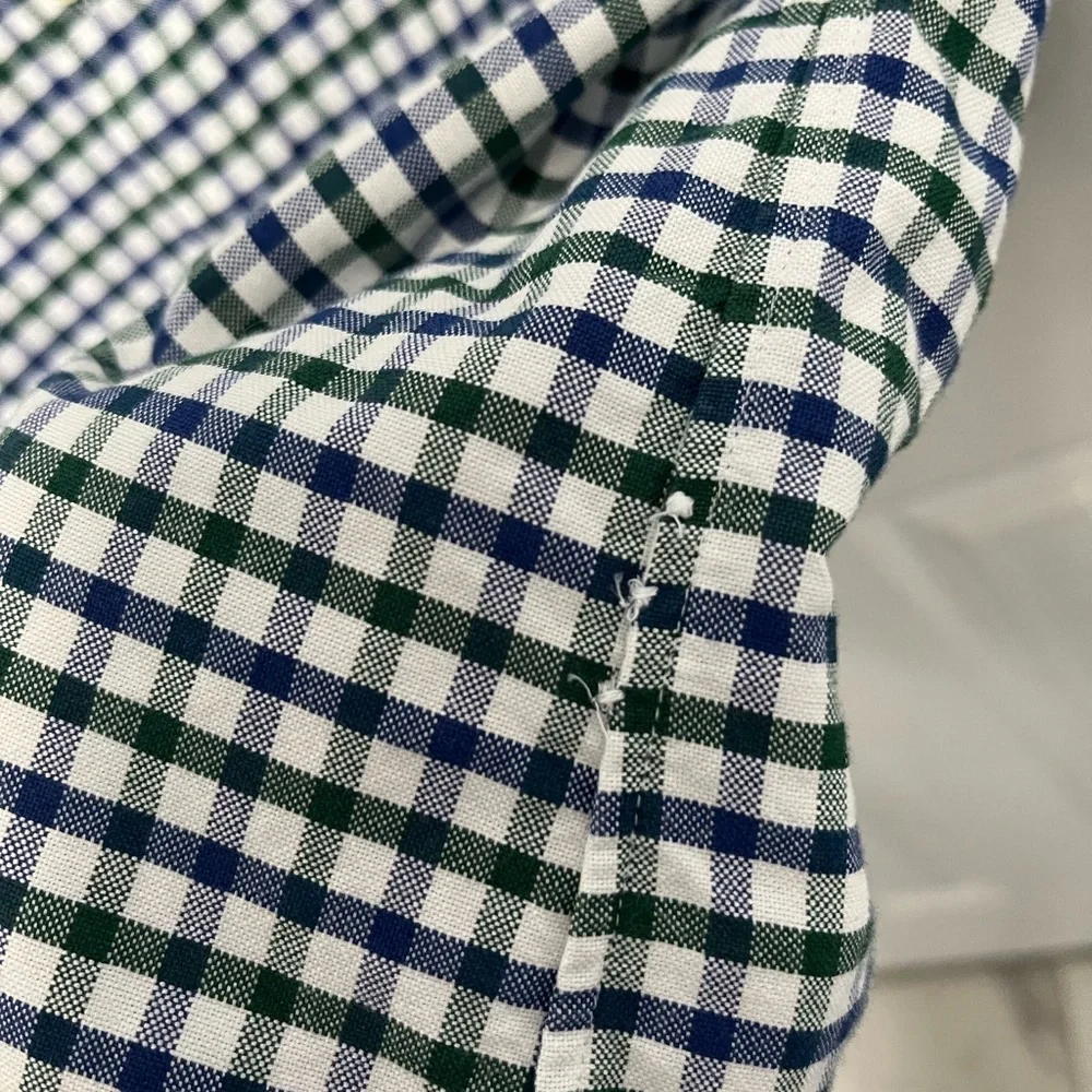 Ralph Lauren Button Down Shirt Green Blue Flesh Pony Men's MEDIUM Gingham Check